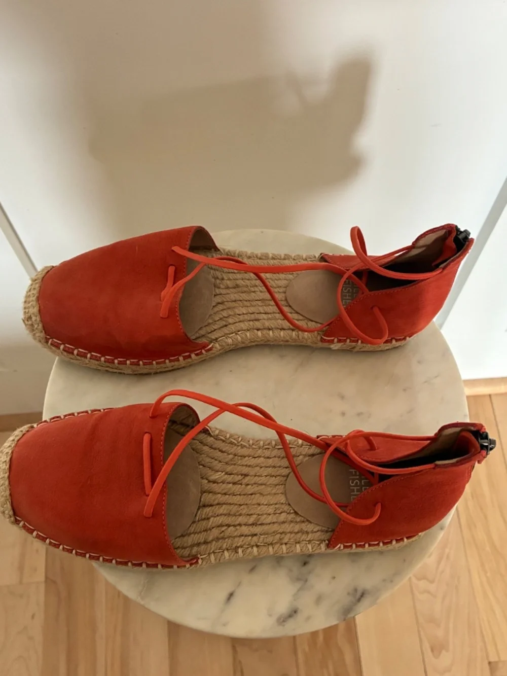 Eileen Fisher orange Lace Up espadrille sandals